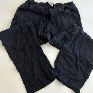 Gauze pants size M beach cover up summer pants cotton tie front black